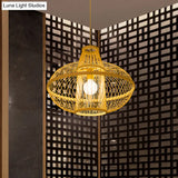 Restaurant Pendant Lamp With Bamboo Shade - Asia Wood Hanging Ceiling Light