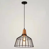 Restaurant Wire Cage Pendant Light: Black Metal Industrial Retro Hanging Lamp / 12.5