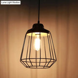 Restaurant Wire Cage Pendant Light: Black Metal Industrial Retro Hanging Lamp