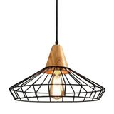 Restaurant Wire Cage Pendant Light: Black Metal Industrial Retro Hanging Lamp / 16