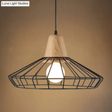 Restaurant Wire Cage Pendant Light: Black Metal Industrial Retro Hanging Lamp