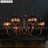 Retro 6-Light Rust Pendant Chandelier With Musical Note Metal – Ideal For Restaurants
