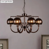 Retro 6-Light Rust Pendant Chandelier With Musical Note Metal – Ideal For Restaurants