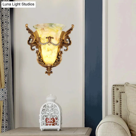 Retro Angel Wing Wall Lamp - Single Resin Gold Sconce Light Fixture