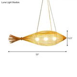Retro Bamboo Wide Weave Pendant: 12/16 Natural Wood Hanging Light Fixture W/ 1 Bulb