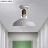 Retro Barn Ceiling Mounted Light 1 - Light Semi Flush Fixture In Black/White - Stylish Metal Design