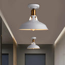 Retro Barn Ceiling Mounted Light 1 - Light Semi Flush Fixture In Black/White - Stylish Metal Design