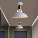 Retro Barn Ceiling Mounted Light 1 - Light Semi Flush Fixture In Black/White - Stylish Metal Design