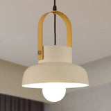 Retro Barn Pendant Lamp - 1 Light Metal Ceiling With Leather Strap (White/Grey/Black) White