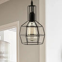 Retro Black Metal 1-Light Prism Cage Pendant Ceiling Light – Ideal For Living Room