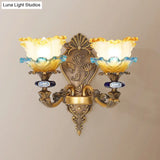 Retro Brass Wall Mount Sconce With Frosted Glass Shade For Dining Room