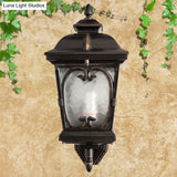 Retro Bronze Ripple Glass Birdcage Wall Sconce - Outdoor Single Light Fixture