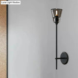 Retro Clear Glass Conical Bathroom Wall Lamp - Black/Brass Led Mount Lighting (1/2 Lights)