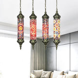 Retro Colorful Glass Bronze Tube Pendant Light - 1/4 Heads Ceiling Fixture For Living Room / E 4