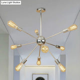 Retro Copper/Chrome Chandelier - Stylish 9/12 Lights Pendant Light For Over Table