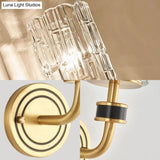 Retro Crystal Wall Sconce - 1 Light Brass Fixture For Living Room