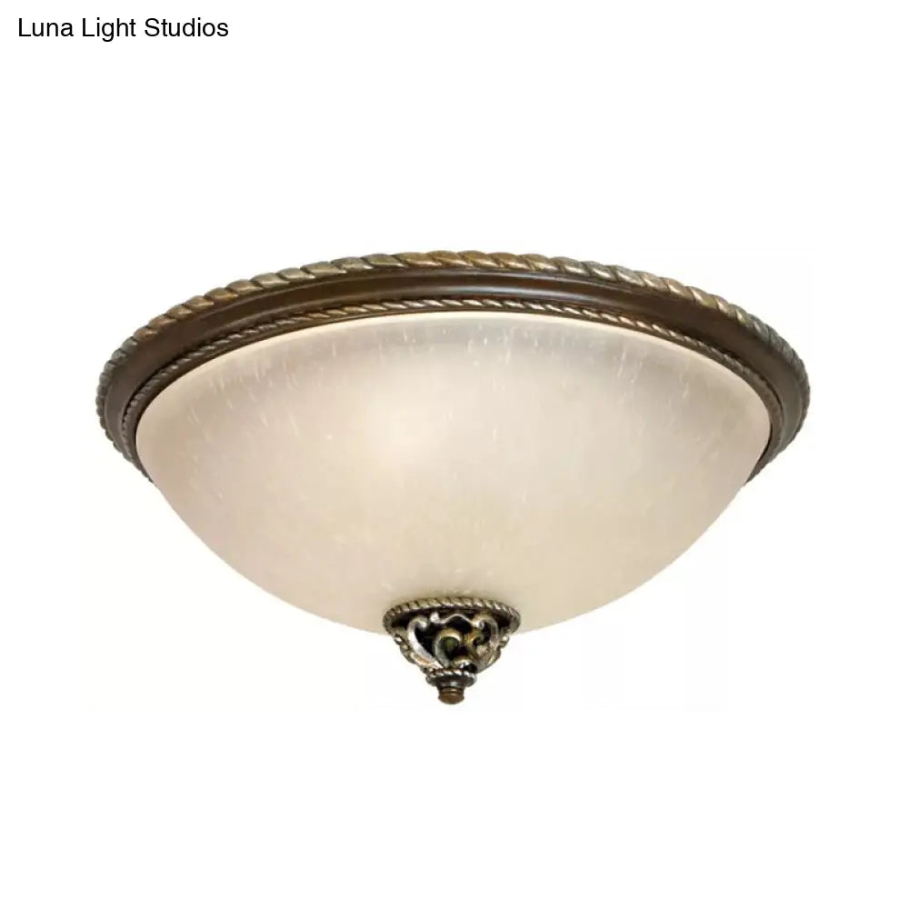 Retro Dome Frosted Glass Flush Mount Ceiling Light With 3 Heads In Black