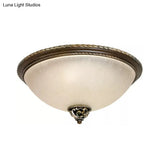 Retro Dome Frosted Glass Flush Mount Ceiling Light With 3 Heads In Black