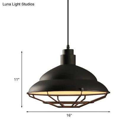 Retro Double Bubble Pendant Lamp: Metallic 1-Light Hanging Ceiling Light In Black/White For Coffee