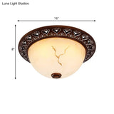 Retro Flush Mounted Light 2/3/4 - Bulb Crackle Glass Ceiling Fixture In Coffee - Ideal For Balcony