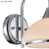 Retro Frosted Glass Bedroom Wall Sconce Light - Bowl Shade 1-Head Nickle Finish