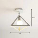 Retro Geometric Semi Flush Mount Lighting - Iron Fixture For Entryway White / Triangle