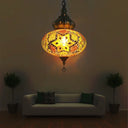 Retro Glass Lantern Suspension Light For Restaurant - Red/Green/Gold 1/3 Heads Ceiling Pendant Gold