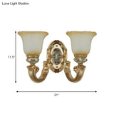 Retro Gold 1/2-Light Sconce Wall Lamp With Frosted Glass Shade Ideal Living Room Lighting
