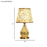 Retro Gold Swirl Pattern Table Lamp With Vase Crystal Pedestal Bedside Nightstand Light