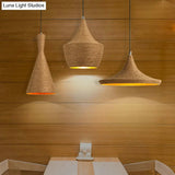Retro Industrial 3-Light Beige Rope Pendant For Dining Room