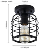 Retro Industrial Ceiling Light With Metal Frame Shade - Wrought Iron Flush-Mount Lamp In Black