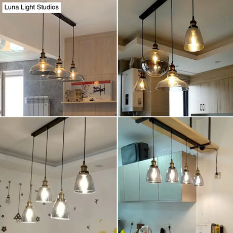 Retro Industrial Glass Pendant Lights For Bars - 1-Light Hanging Fixtures