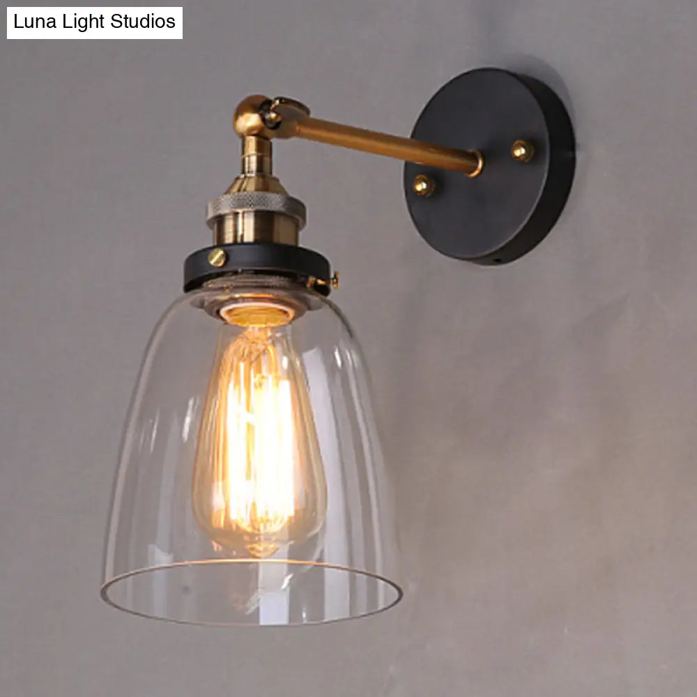 Retro Industrial Glass Vanity Wall Light - Oval Design Single Fixture