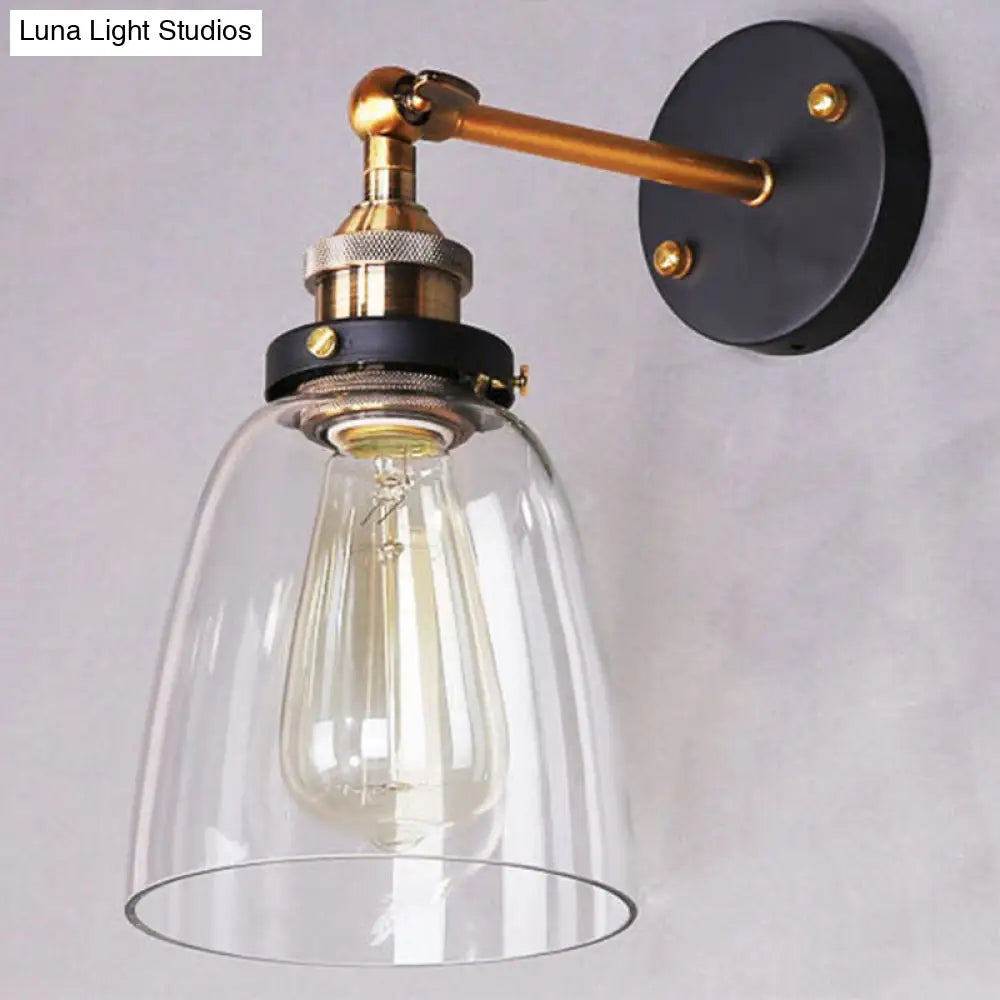Retro Industrial Glass Vanity Wall Light - Oval Design Single Fixture