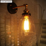 Retro Industrial Glass Vanity Wall Light - Oval Design Single Fixture