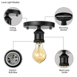 Retro Industrial Metal Black/Brass Finish Ceiling Lighting - Exposed Bulb Semi Flush Mount Light