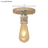 Retro Industrial Metal Black/Brass Finish Ceiling Lighting - Exposed Bulb Semi Flush Mount Light