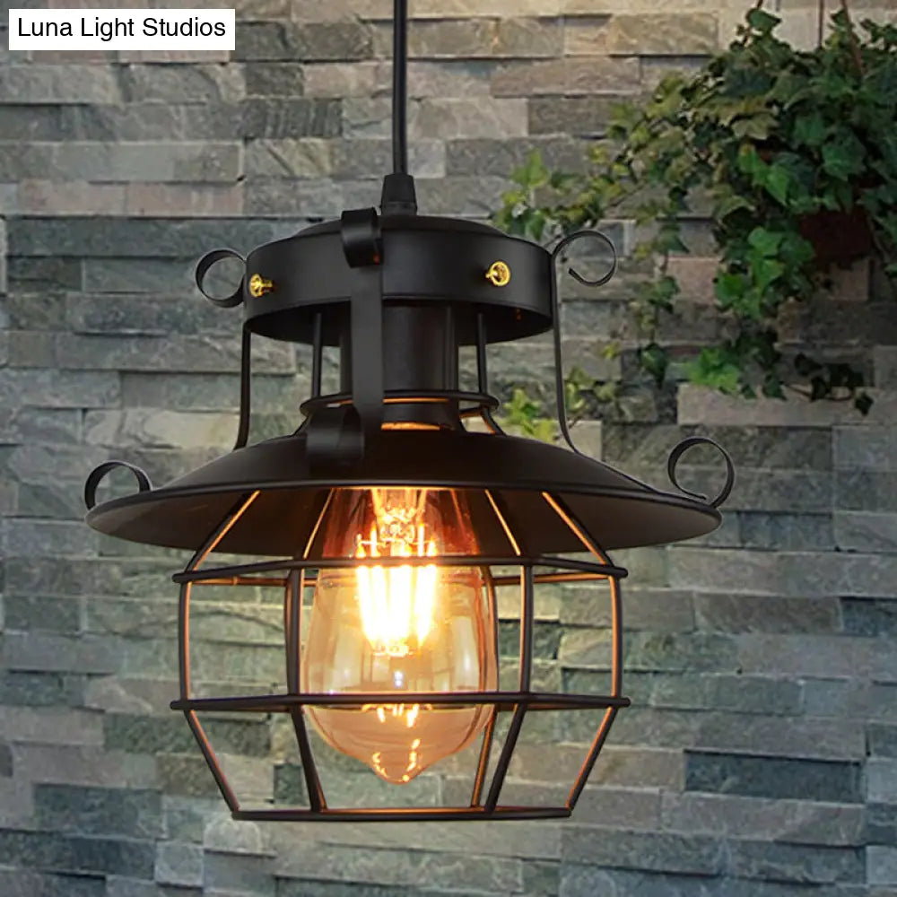 Retro Industrial Metal Cage Hanging Light - Perfect For Coffee Shops