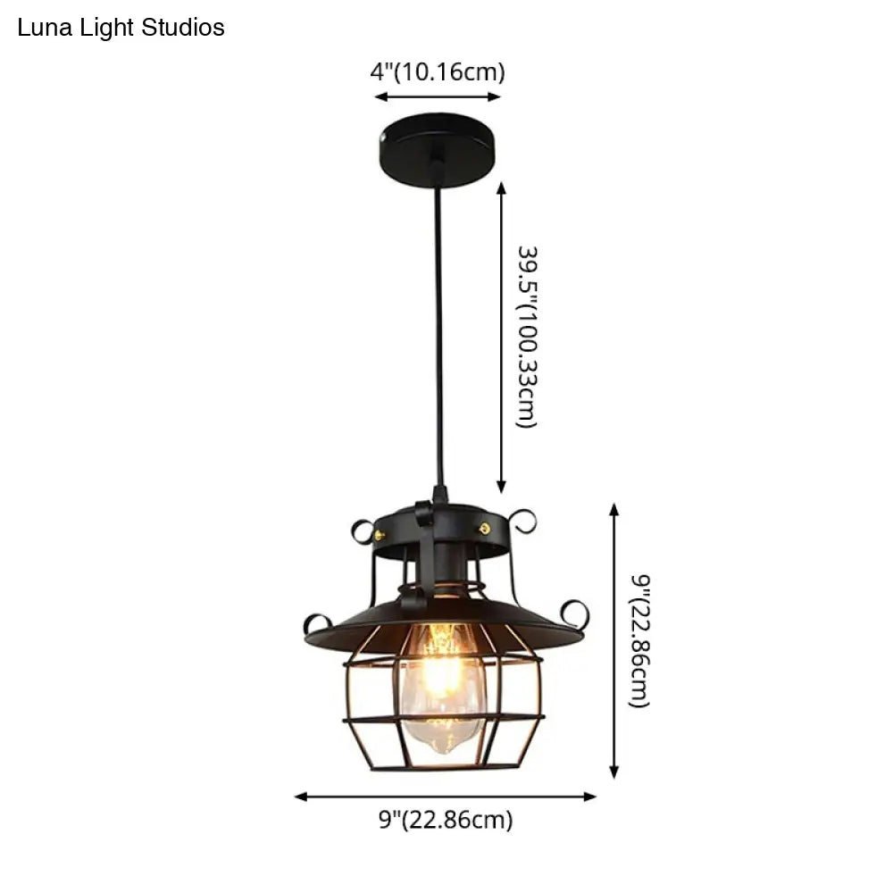 Retro Industrial Metal Cage Hanging Light - Perfect For Coffee Shops