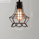 Retro Industrial Metal Cage Pendant Light Fixture - 1-Light Ceiling Hanging For Restaurants