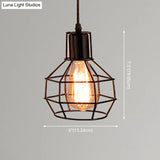 Retro Industrial Metal Cage Pendant Light Fixture - 1-Light Ceiling Hanging For Restaurants