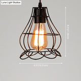Retro Industrial Metal Cage Pendant Light Fixture - 1-Light Ceiling Hanging For Restaurants