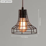 Retro Industrial Metal Cage Pendant Light Fixture - 1-Light Ceiling Hanging For Restaurants