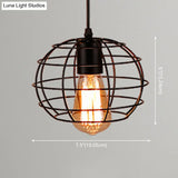 Retro Industrial Metal Cage Pendant Light Fixture - 1-Light Ceiling Hanging For Restaurants