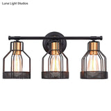 Retro Industrial Metal Cage Vanity Wall Light - 3 Fixture