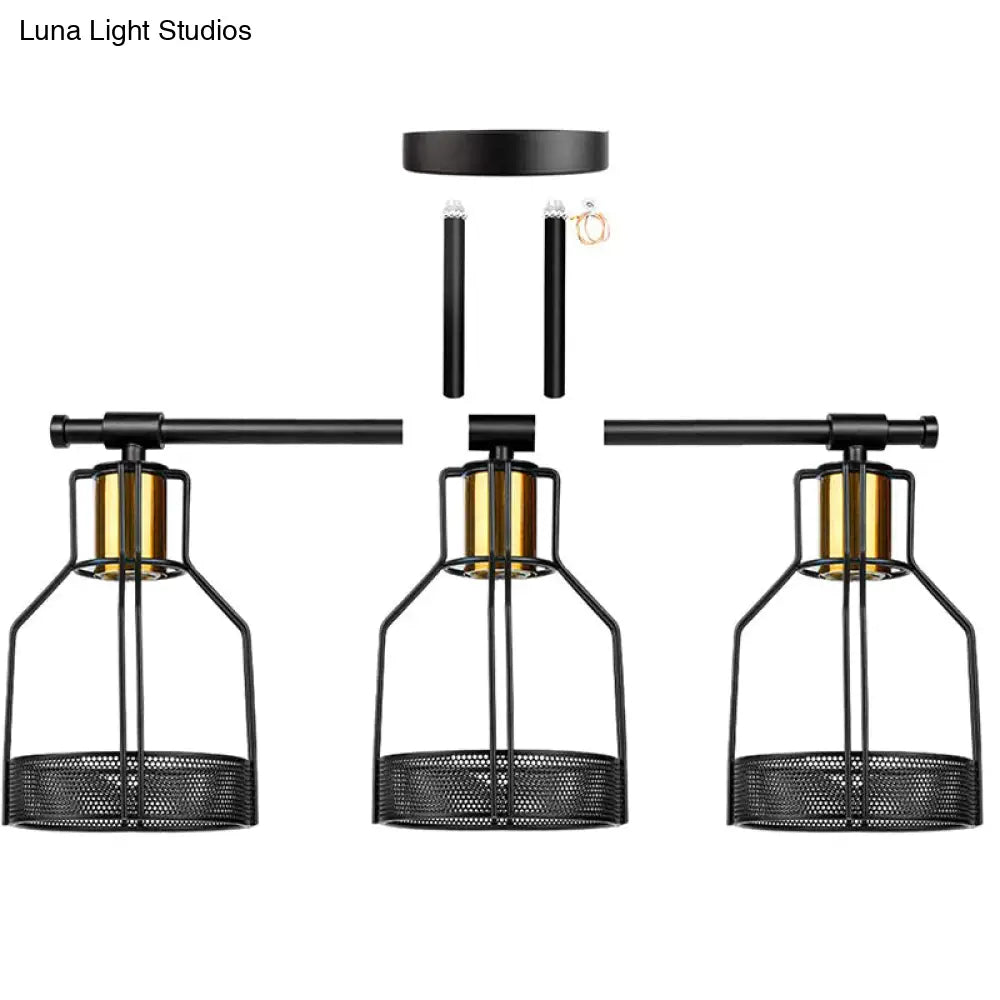 Retro Industrial Metal Cage Vanity Wall Light - 3 Fixture