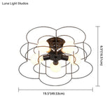 Retro Industrial Metal Ceiling Mounted Flower Semi Flush Light Fixture For Bedroom