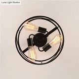 Retro Industrial Metal Flush Mount Ceiling Light For Living Room - Trellis Cage Design