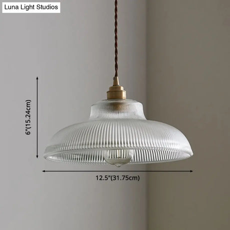 Retro Industrial Pendant Lighting - 1 Light Prismatic Glass Dome Perfect For Living Room
