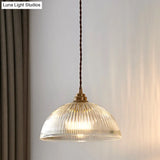 Retro Industrial Pendant Lighting - 1 Light Prismatic Glass Dome Perfect For Living Room